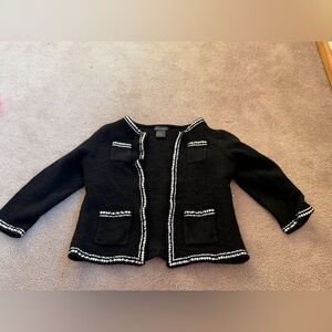 NOUVEAUX BLACK 100% WOOL KNIT OPEN SWEATER/JACKET